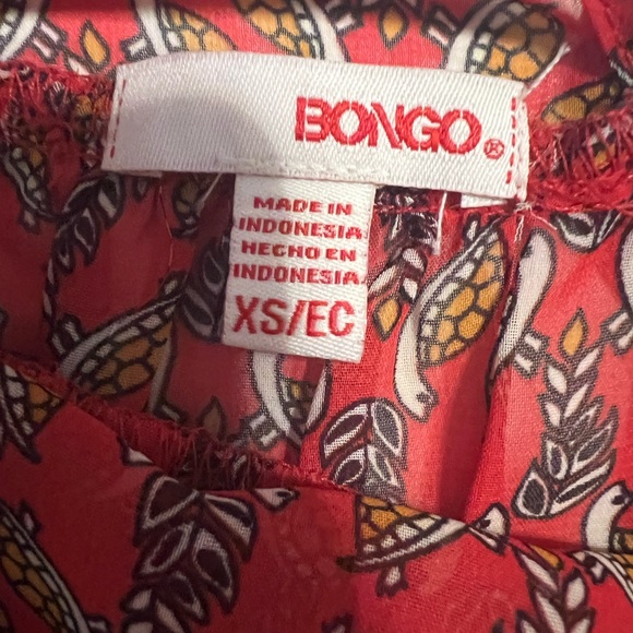 NWT Bongo  Boho Shear Paisley Flowy Tunic backless Red Top Sz. XS - Picture 3 of 11